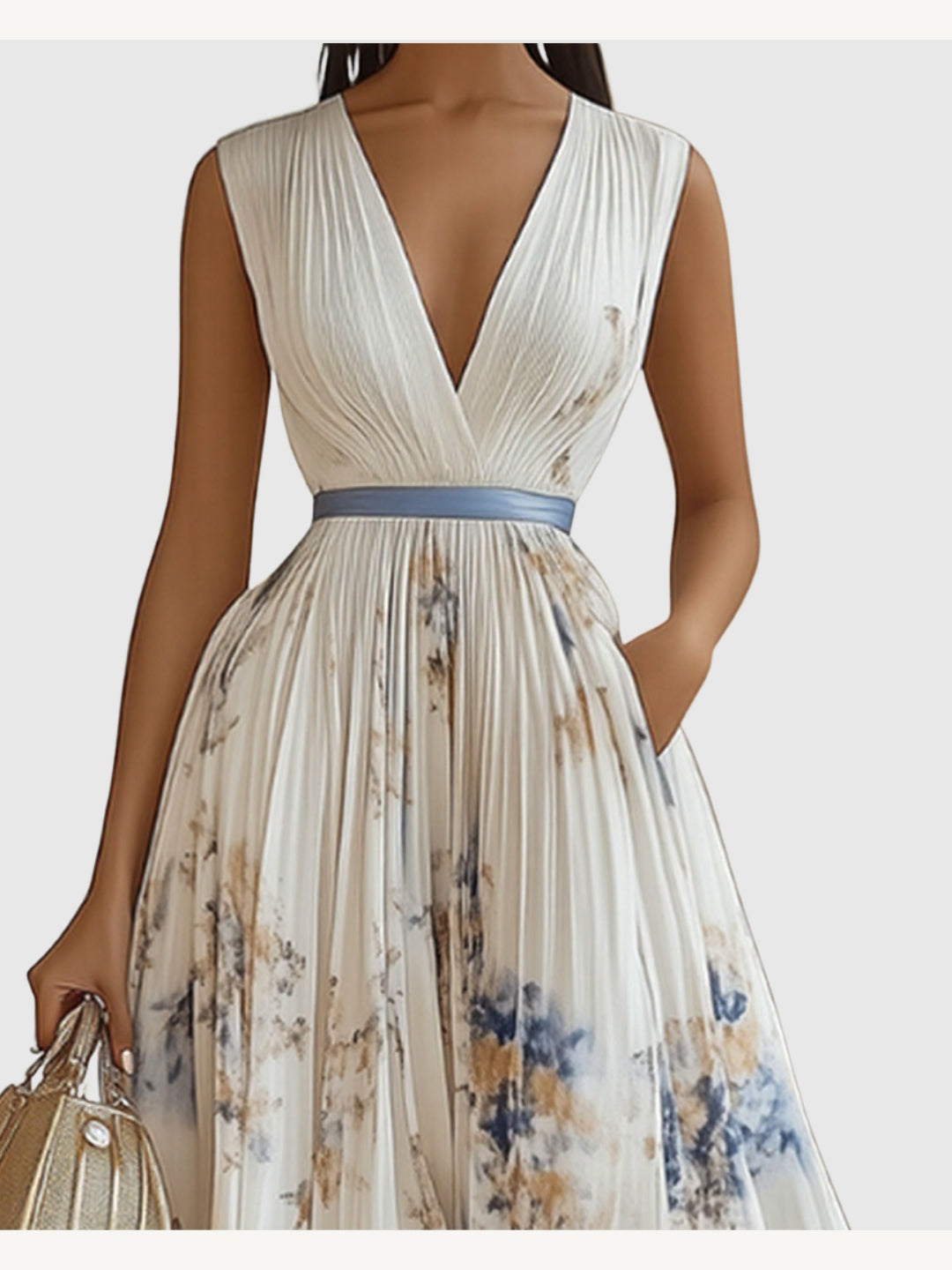 ROWELLA | Elegant Lang Plisseret Kjole