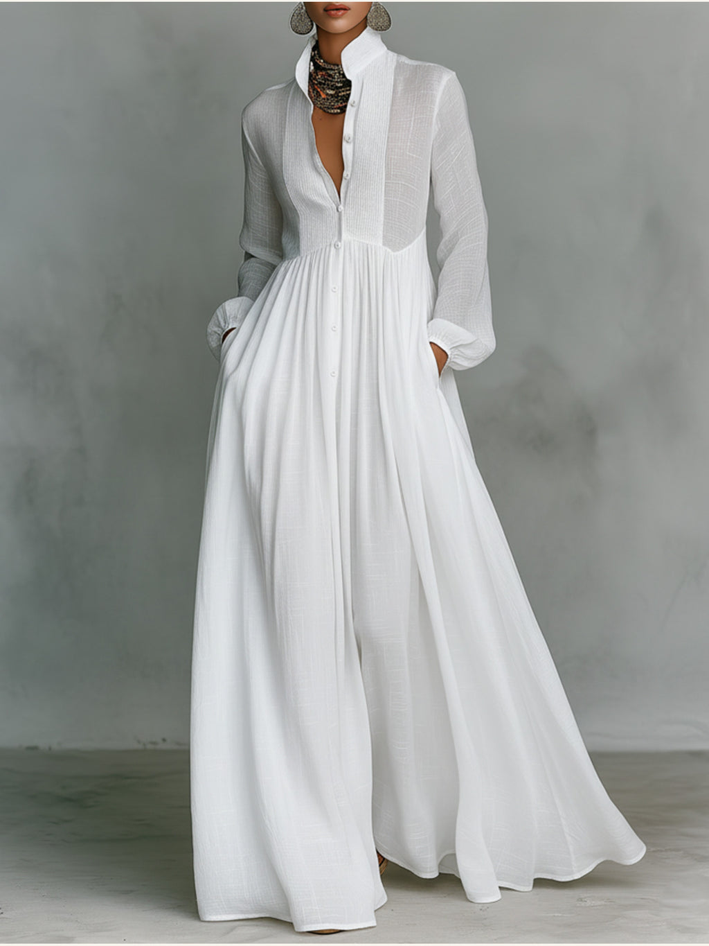 Victoria | Elegant maxi-skjortekjole