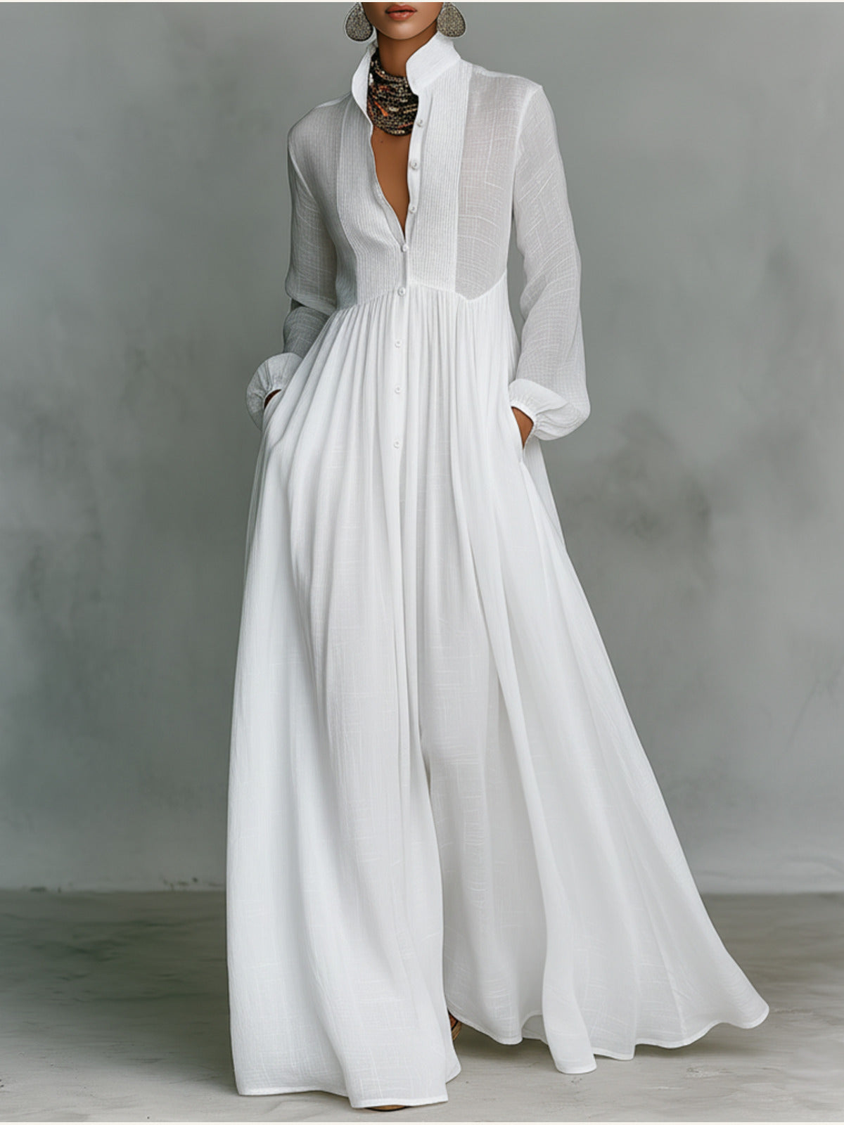 Victoria | Elegant maxi-skjortekjole