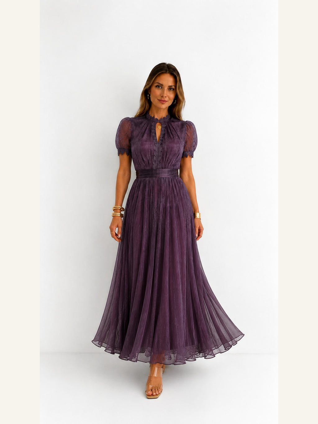 Violette | Plisseret maxikjole i tyl
