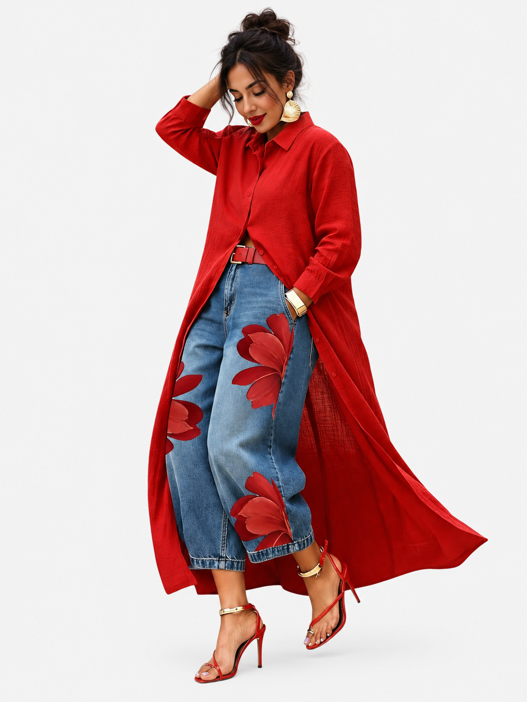 Flora | Vide jeans med gratis skjorte – komplet model 3:4