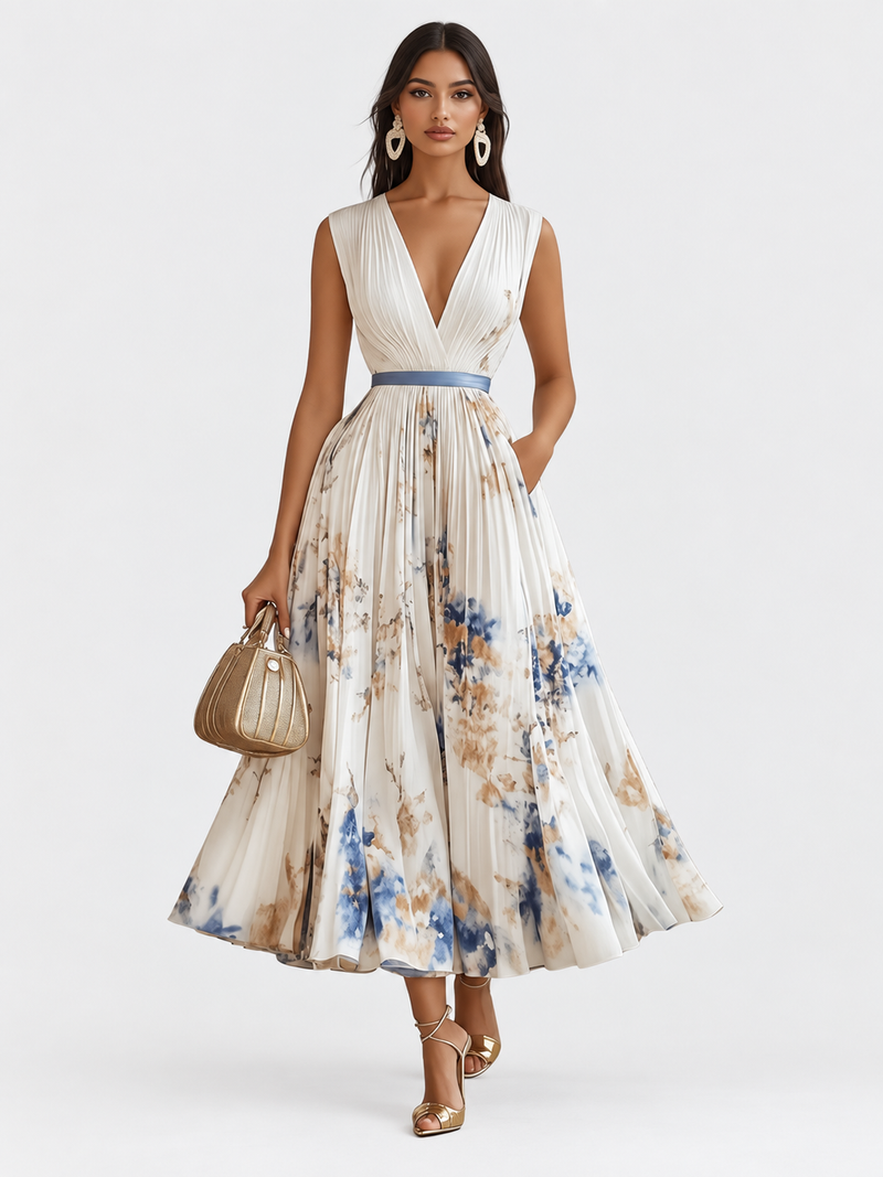 Rowella | Elegant lang plisseret kjole